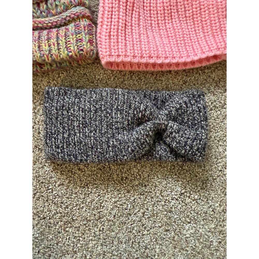 Kids beanie lot and Headband Bundle Colorful Pink Gray Winter Knit The place, CC - Picture 7 of 10
